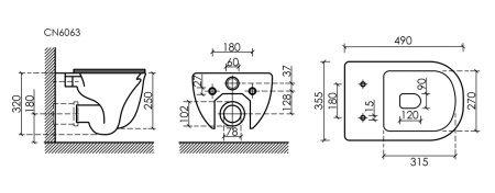 Унитаз подвесной Ceramica Nova MODENA CN6063MH черный с сиденьем микролифт безободковый душевой смыв